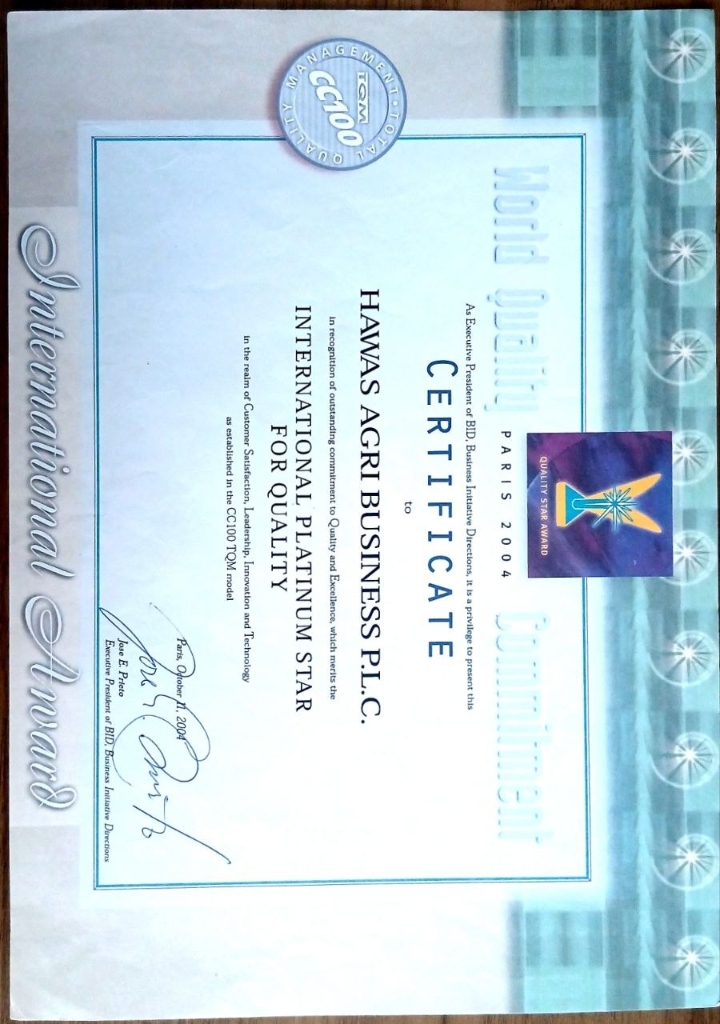 Paris 2004 Quality Certificate